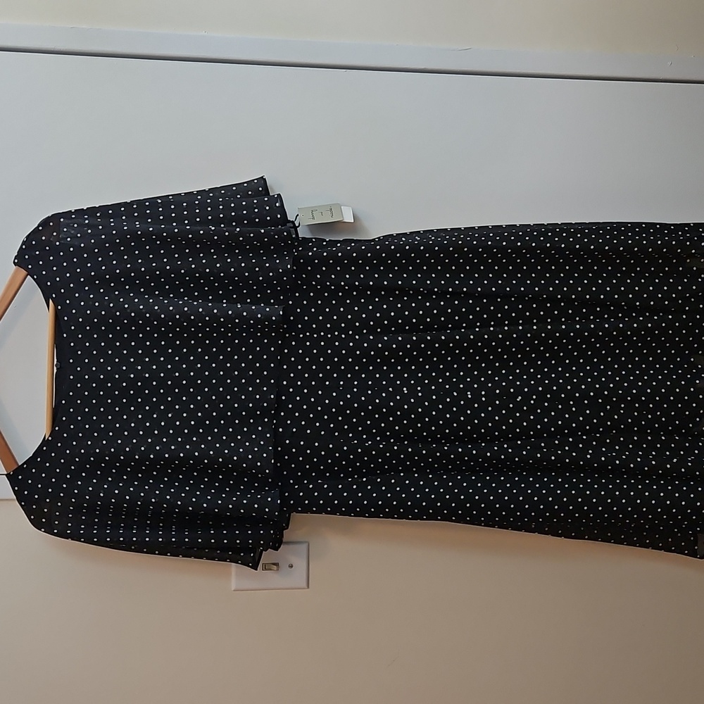 Danny And Nicole Black And Ivory Polka Dot Sleeveless Dress Size 16